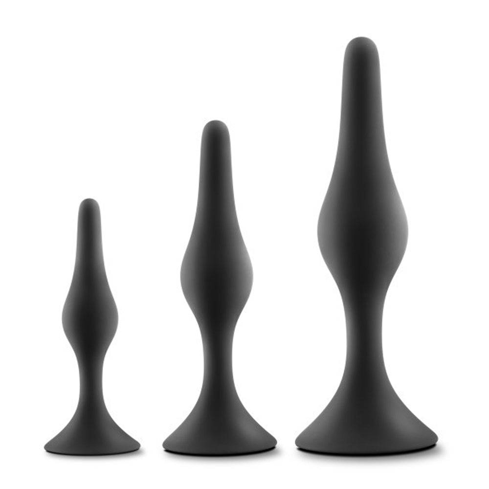Anal Adventures Platinum - Silicone Beginner Plug Kit - Black BL-31265