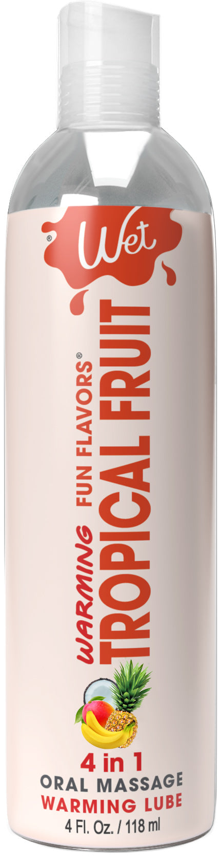 Wet Warming Fun Flavors - Tropical Fruit - 4 in 1 Lubricant 4 Oz WT20433