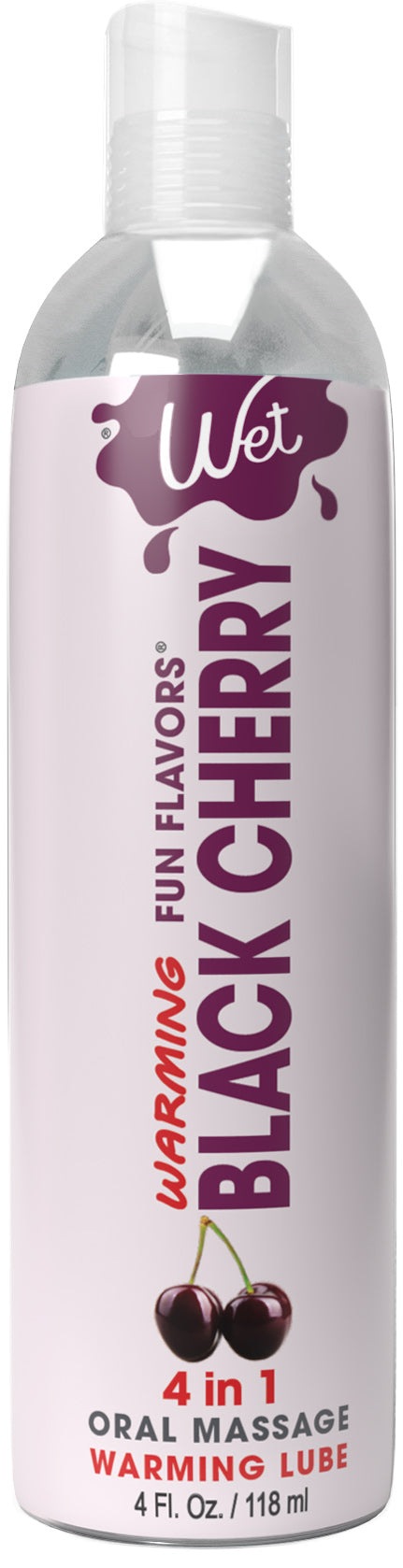 Wet Warming Fun Flavors - Black Cherry - 4 in 1 Lubricant 4 Oz WT20425