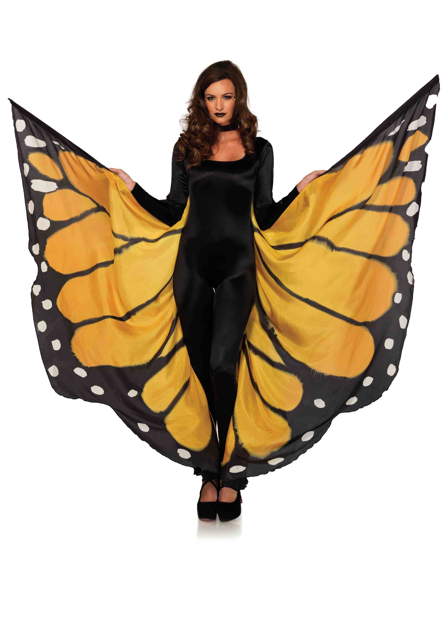Festival Butterfly Wing Halter Cape - Orange/ - One Size - Black LA-A2782