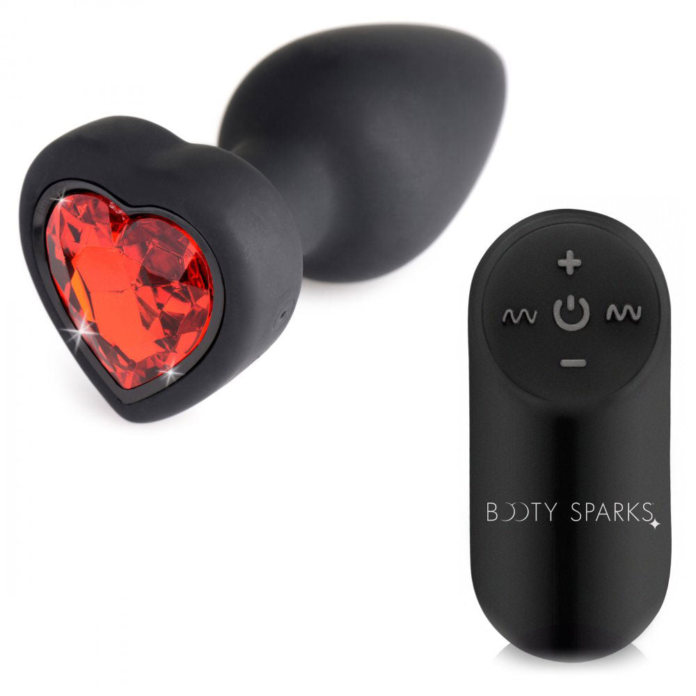 28x Silicone Vibrating Red Heart Anal Plug With Remote - Small BTYS-AG966-SML