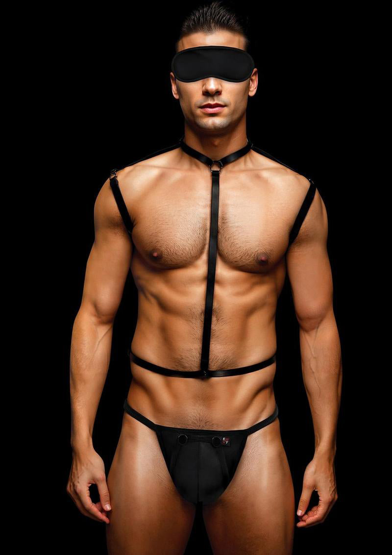 Envy 3 Pc Wet Look Chest Harness - Large/xlarge - Black EV-BLEC13BKLXL