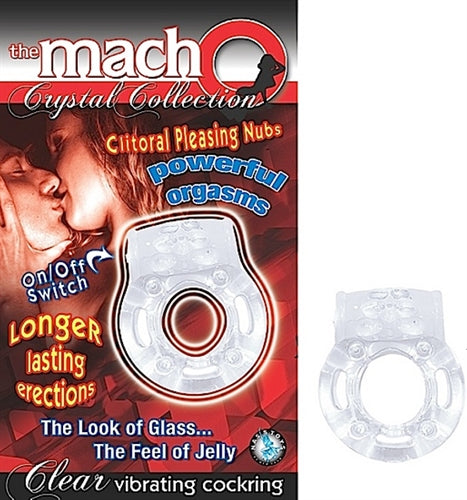 The Macho Crystal Collection Vibrating Cock Ring- Clear NW2369