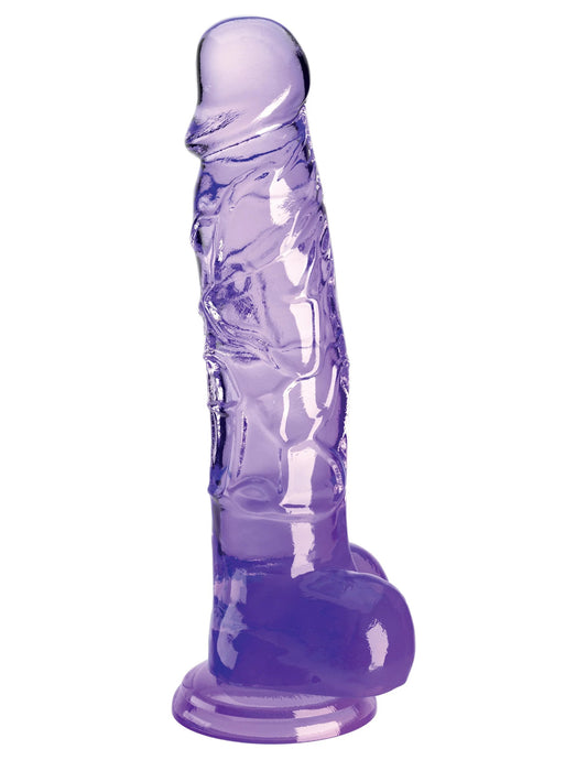 King Cock Clear 8 Inch With Balls - Purple PD5756-12